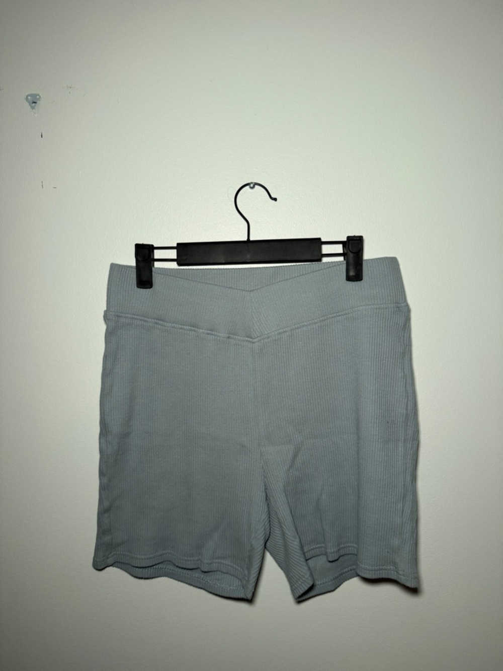 Kittenish Ribbed Bike Shorts - Light Gray Blue